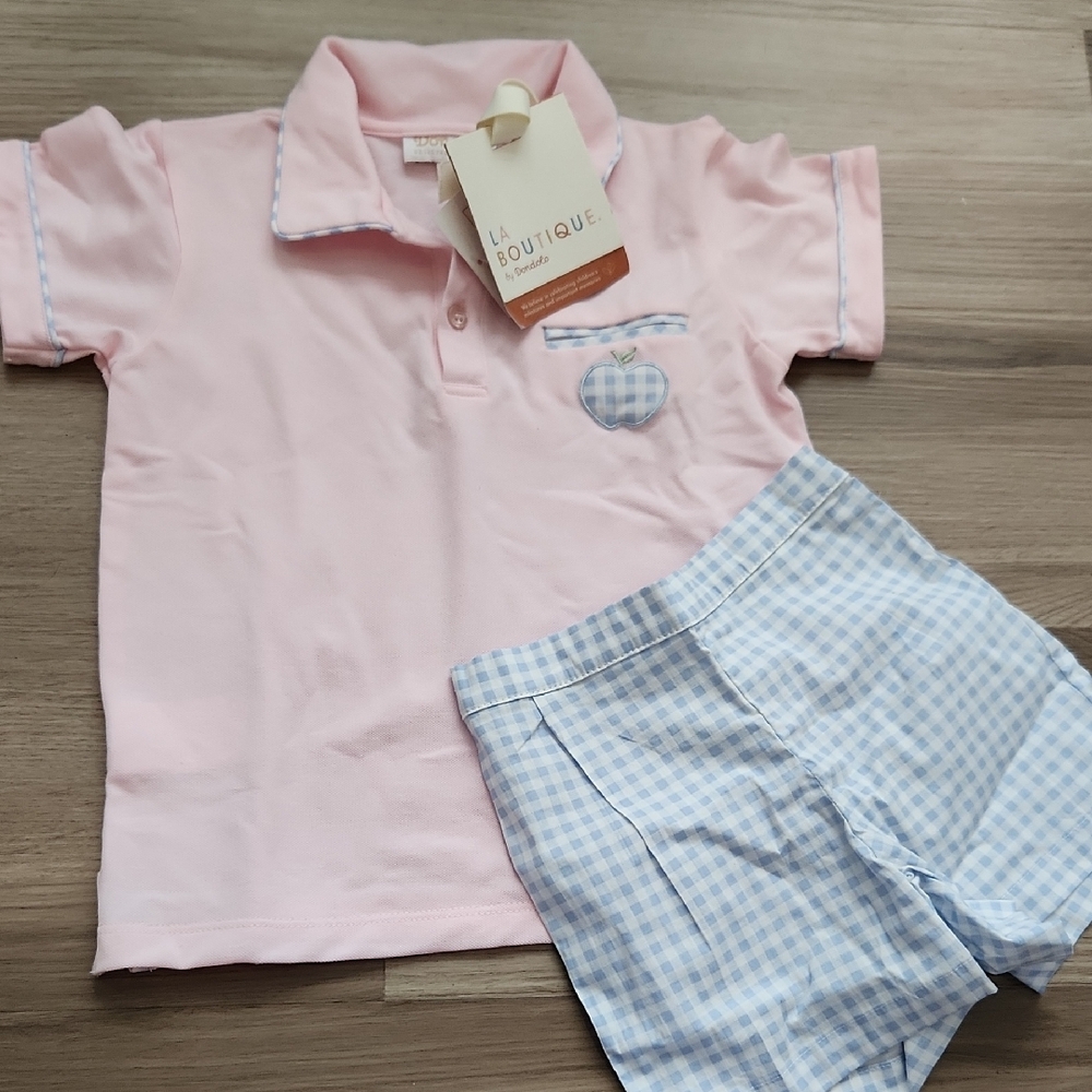 Dondolo Pink and Blue Kids Shirt & Shorts Set